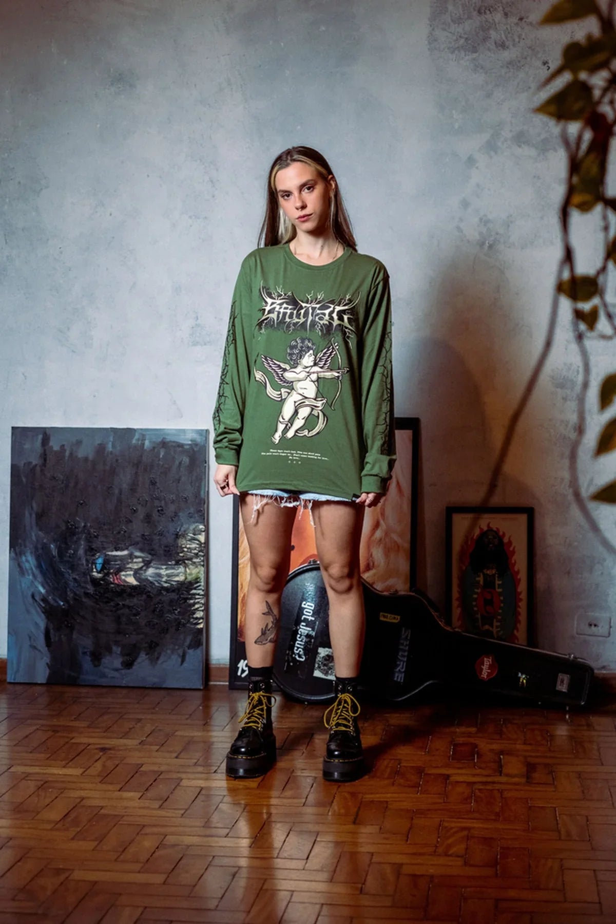 Camiseta Manga Longa - No Love Green - Four Street