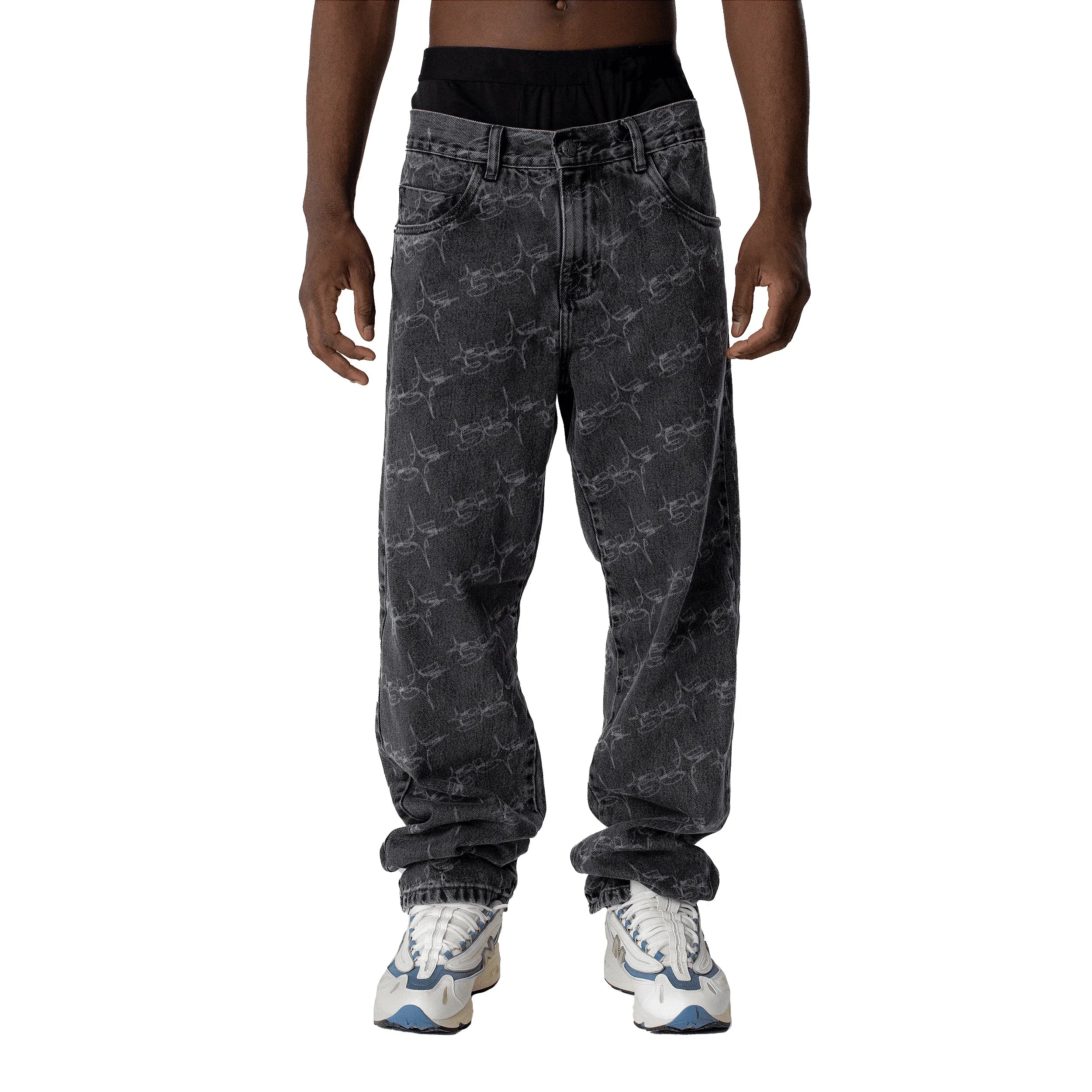 PANTS MONOGRAM SUFSTAR JEANS BLACK - Four Street