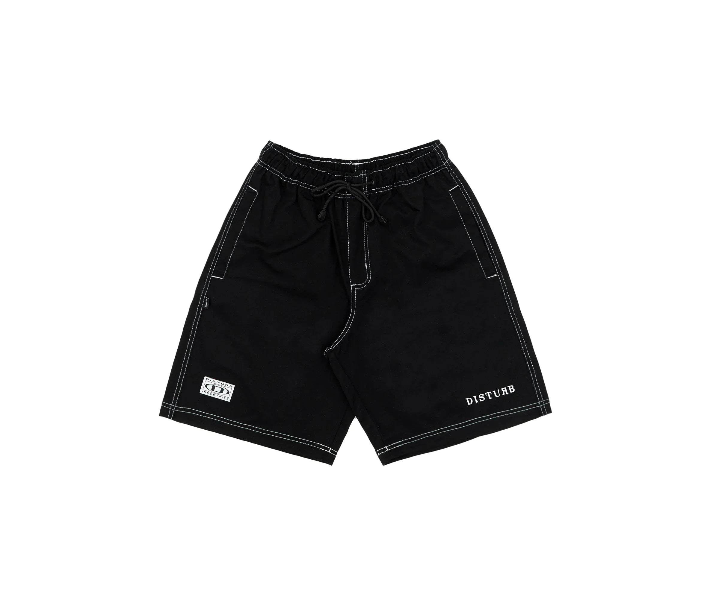 Contrast Twill Shorts In Black - Four Street
