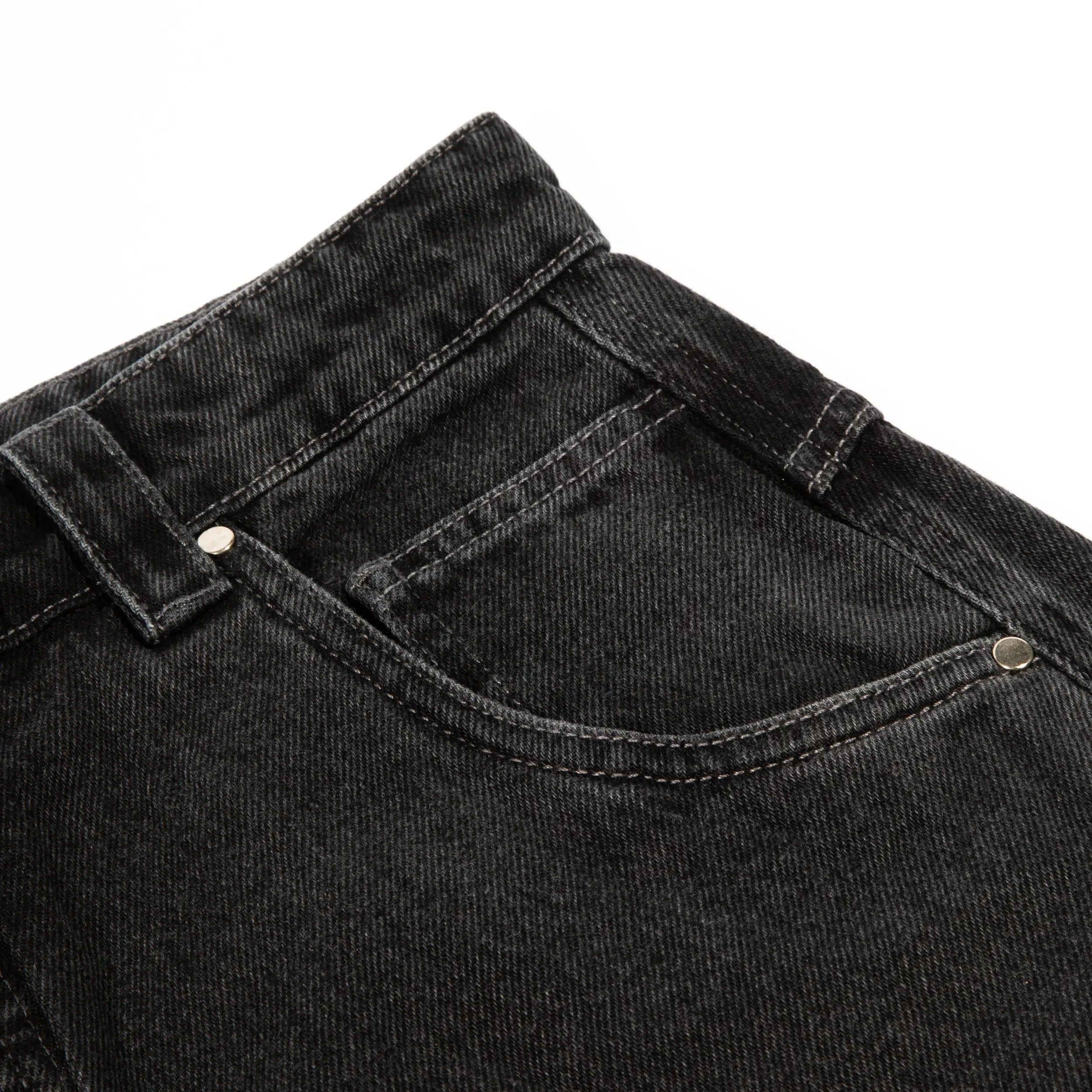 Denim Pants H-Line Washed Black - Four Street
