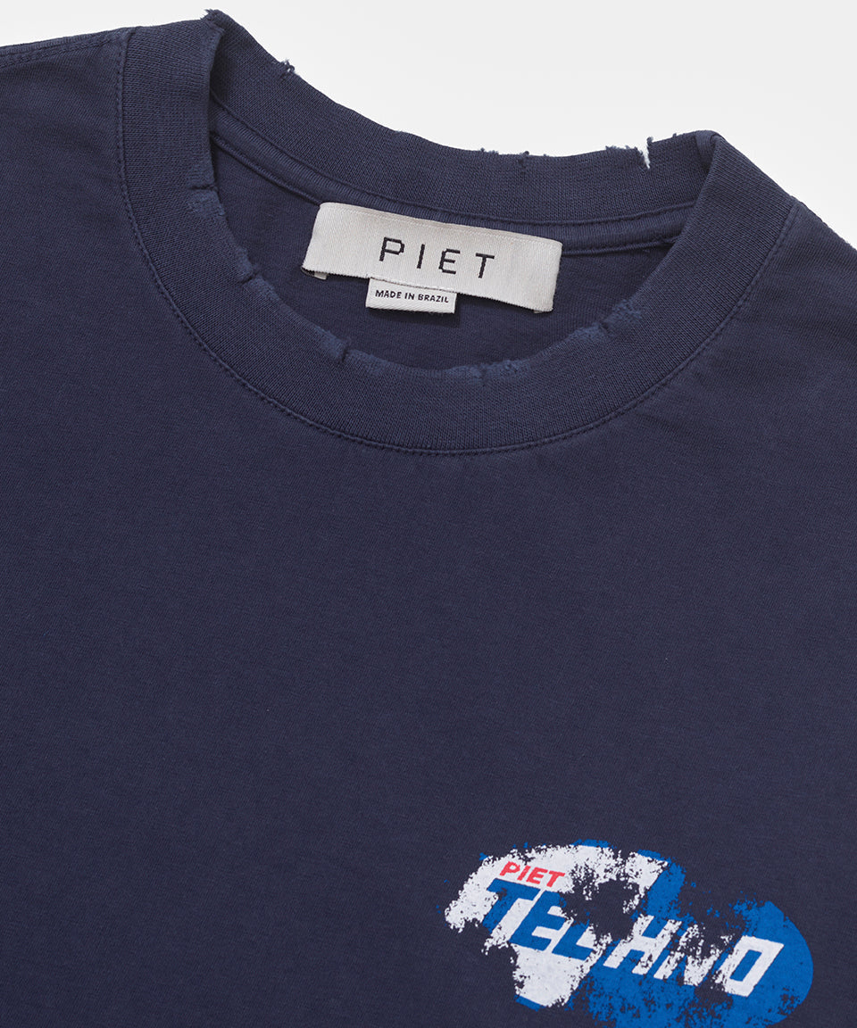 Camiseta Manga Longa Piet F.C - Vintage Blue/Laranja
