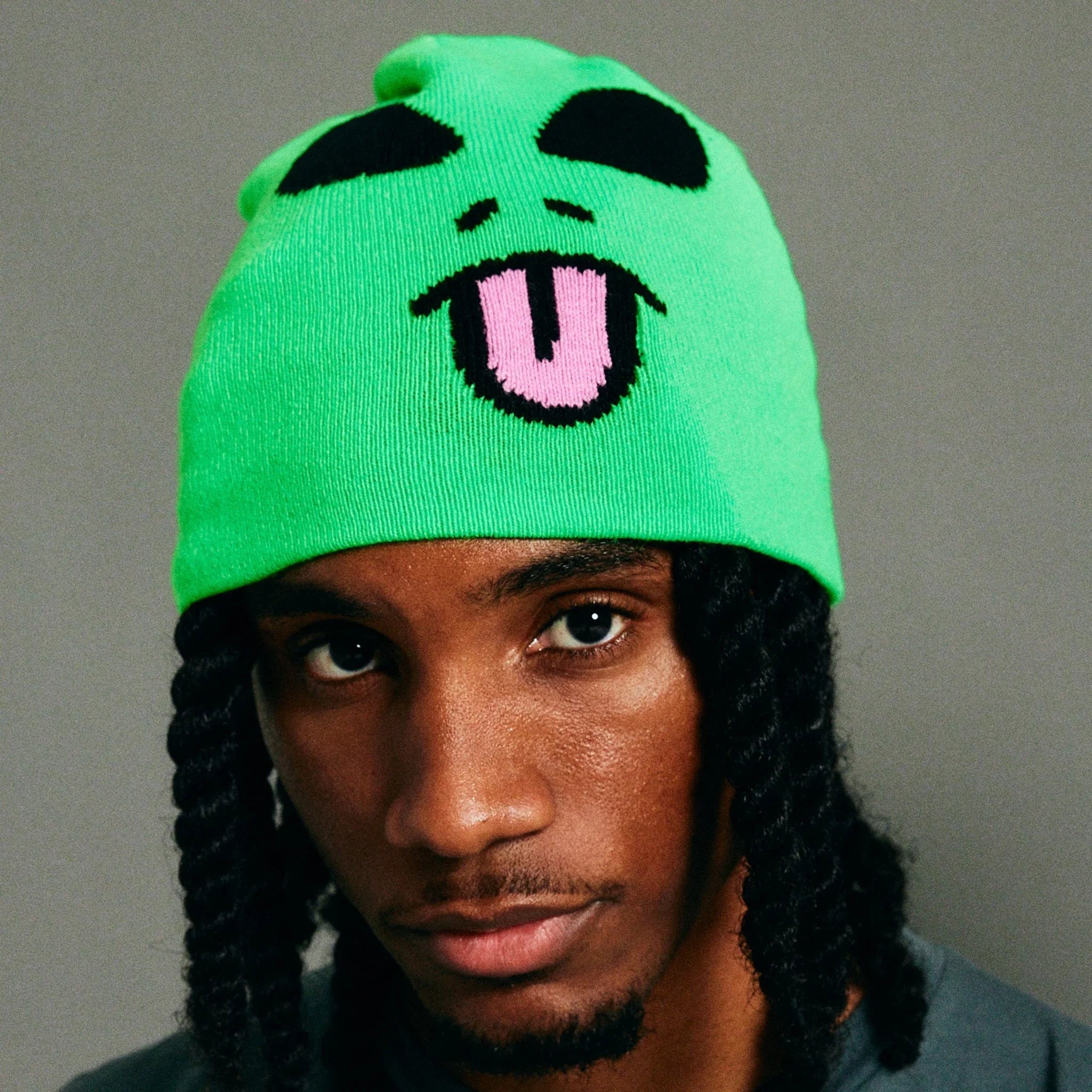 Alien Face Beanie (Green) - Four Street
