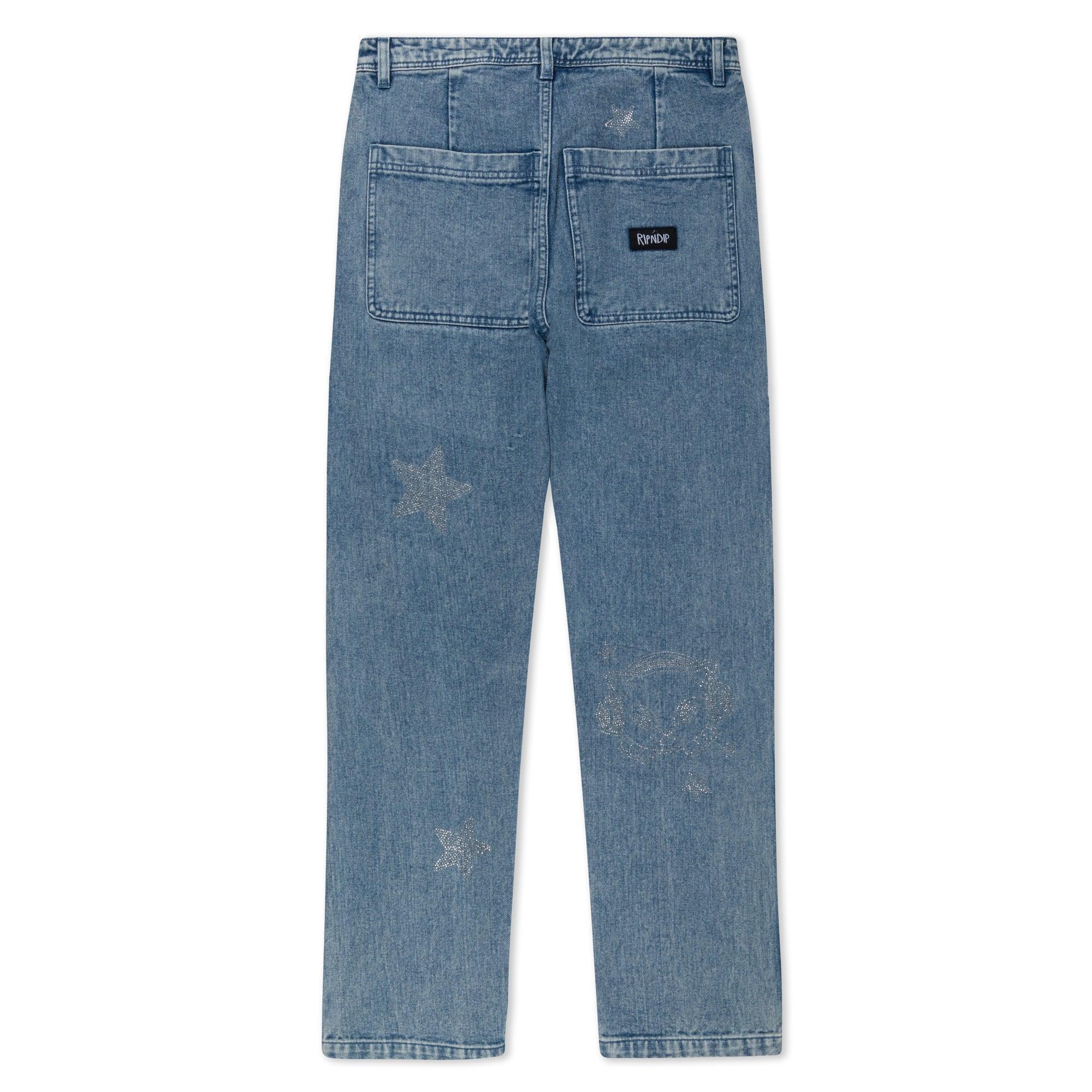 Kawaii Nerm Womens Wide Leg Pants (Medium Wash) - Calça - Four Street