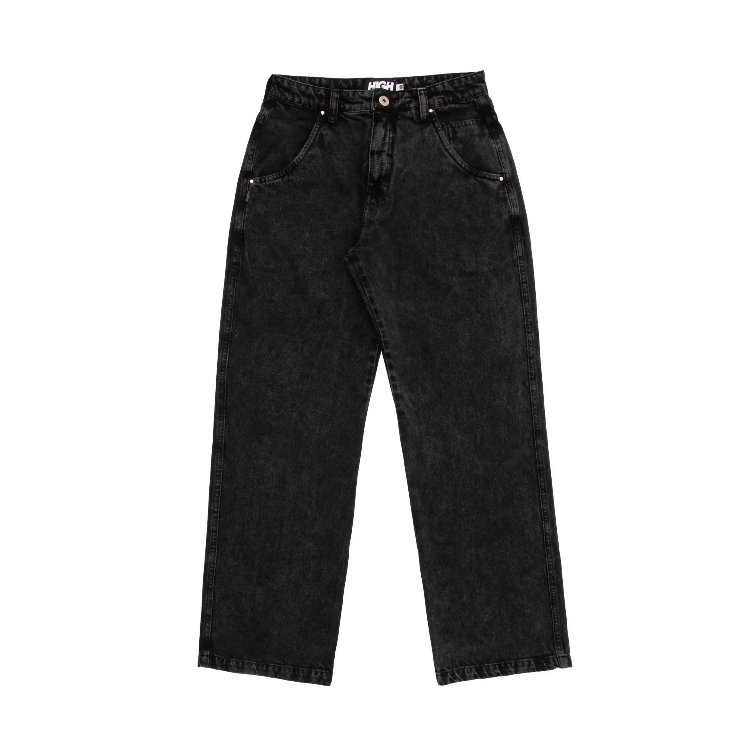 Jeans Pants Logo Line Washed Black - Four Street