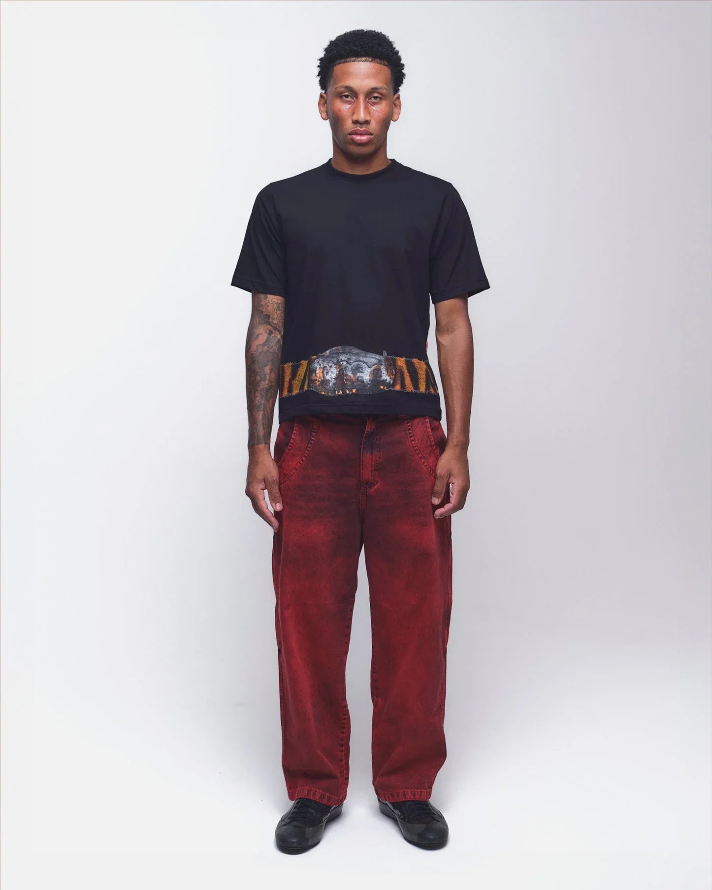 CALÇA JEANS CURVALÍNEA DOUBLE HAND VERMELHA - Four Street