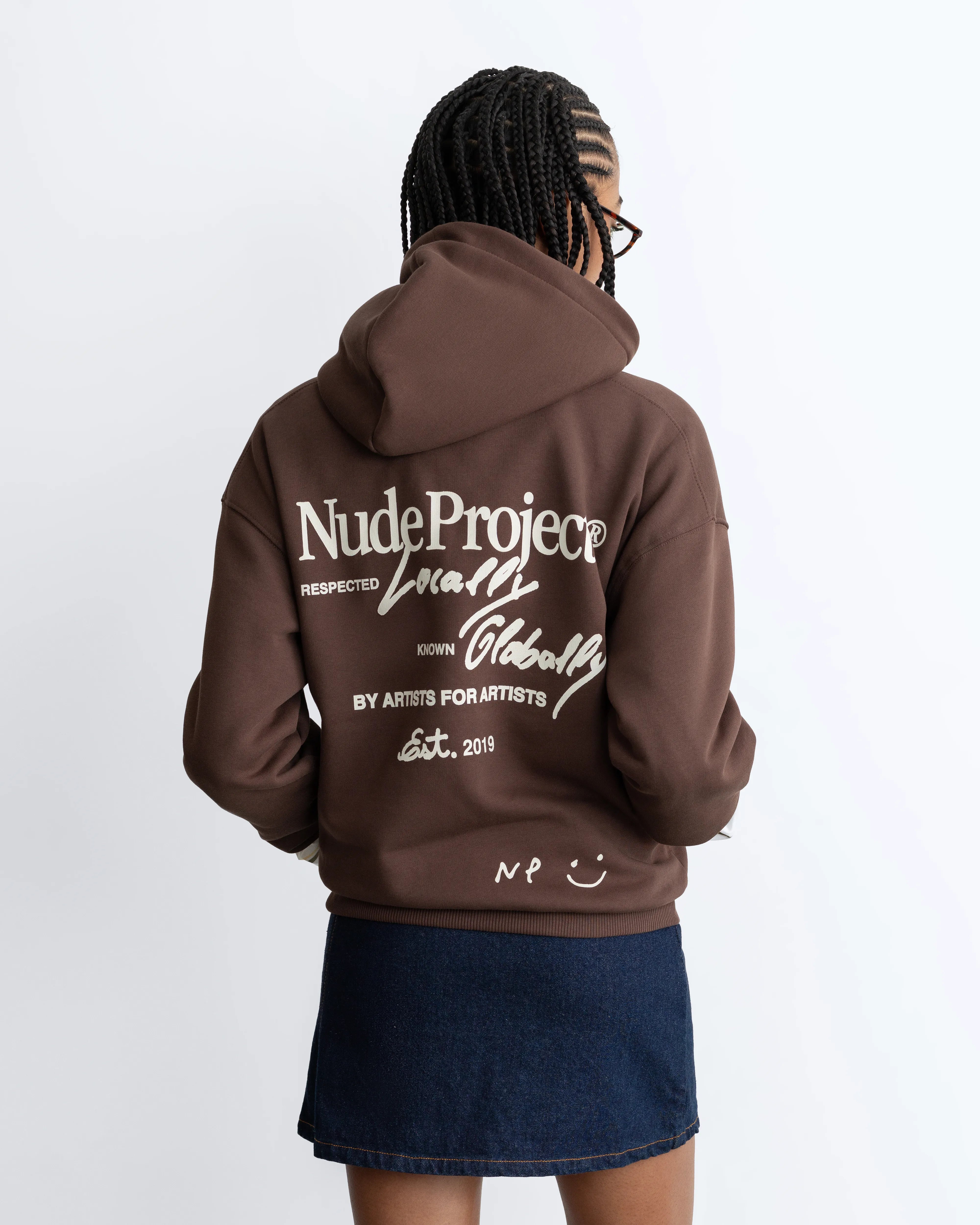 Global Soon Zip-Up Hoodie Brown