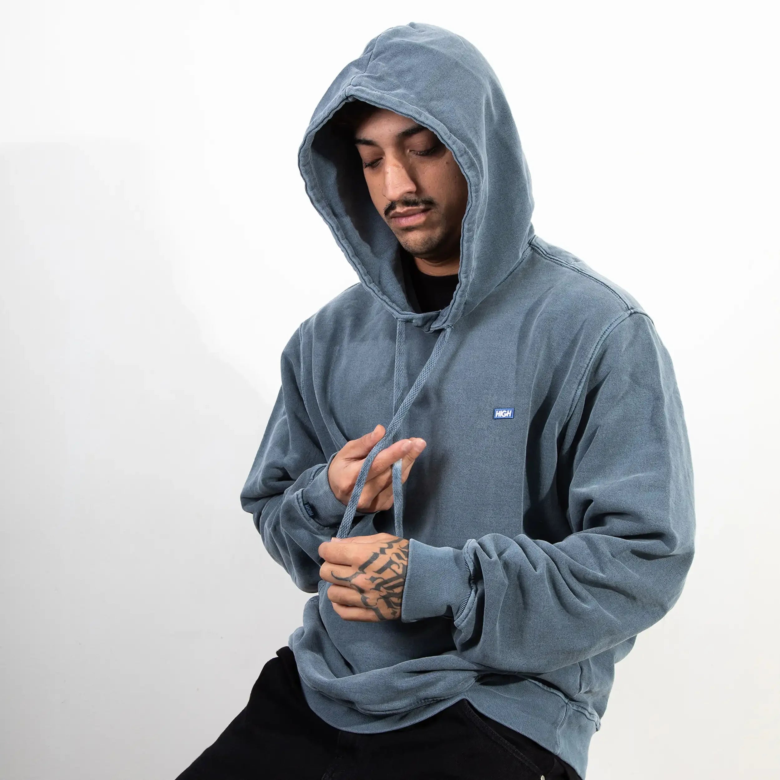 Hoodie Patch Washed Navy - Four Street