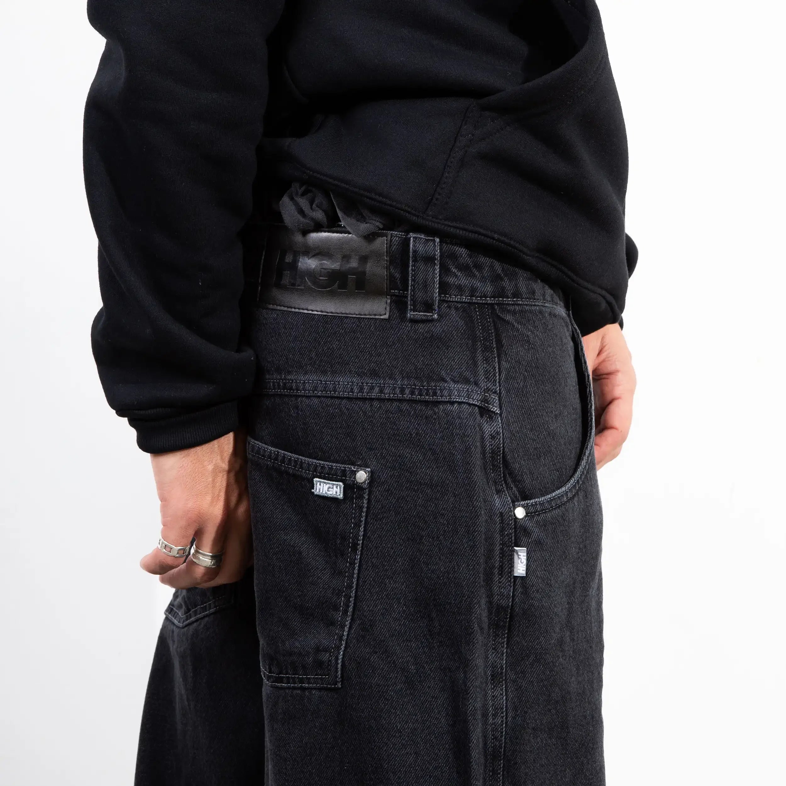 Denim Pants H-Line Washed Black - Four Street