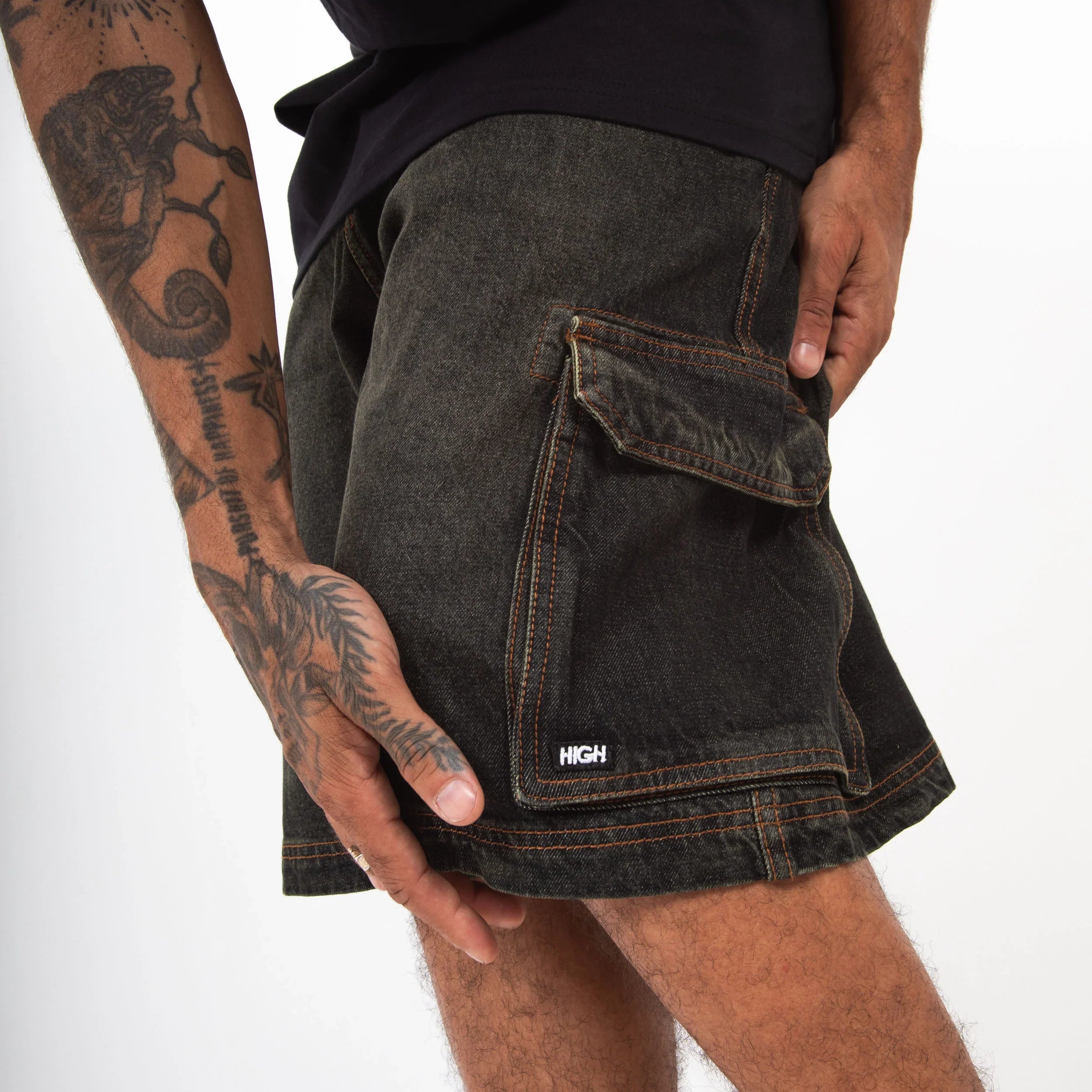 Faded Denim Shorts Swamp - Four Street