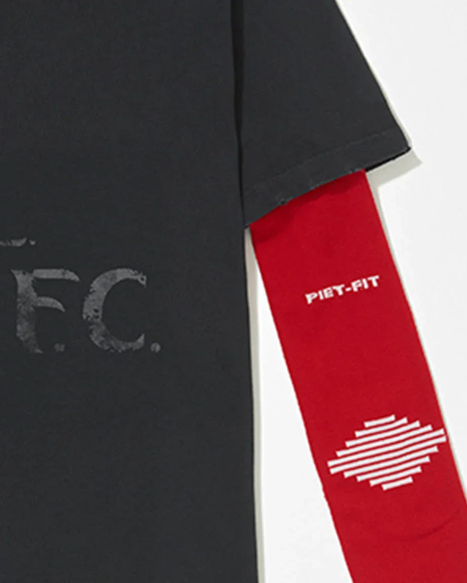 PIET F.C. Knitted Sleeve T-shirt Vintage Black - Four Street