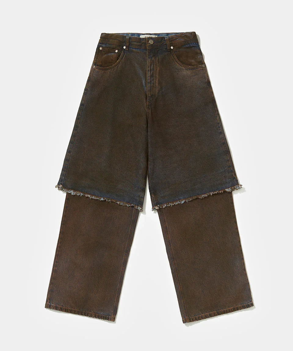 Overlayed Denim Trousers Blue - Four Street