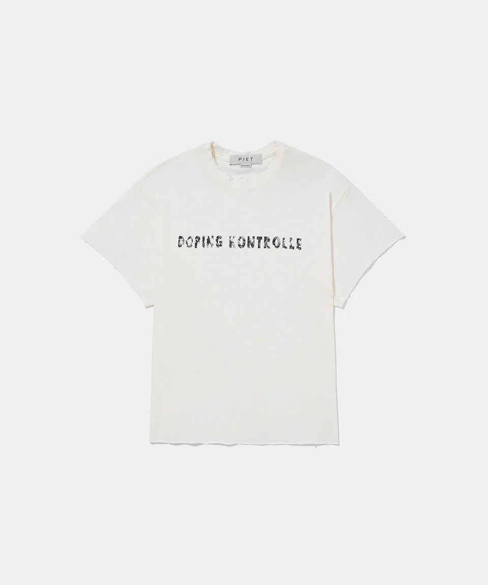 Dopping Kontrolle Raw Edge T-shirt Bone White - Four Street