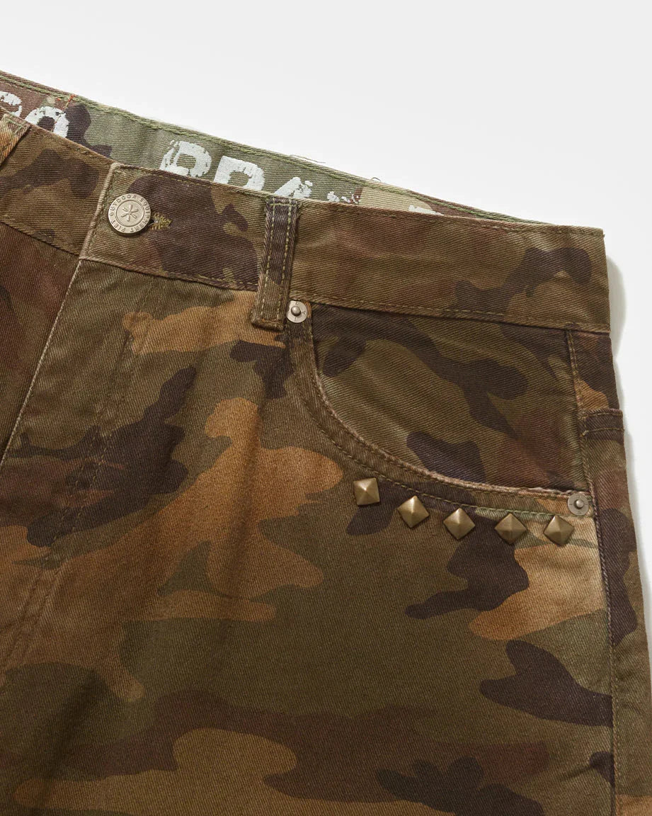 Distressed Camo Oversized Denim - Four Street