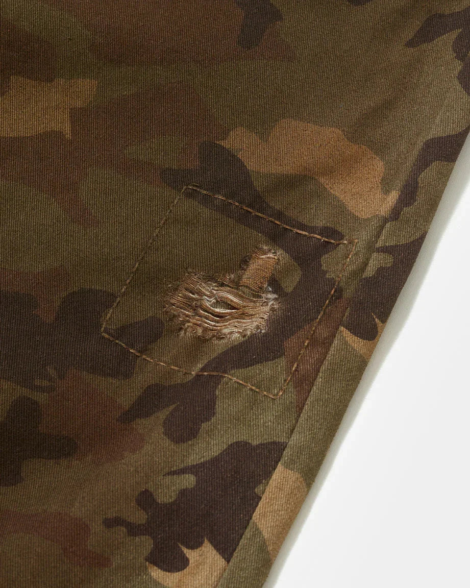 Distressed Camo Oversized Denim - Four Street