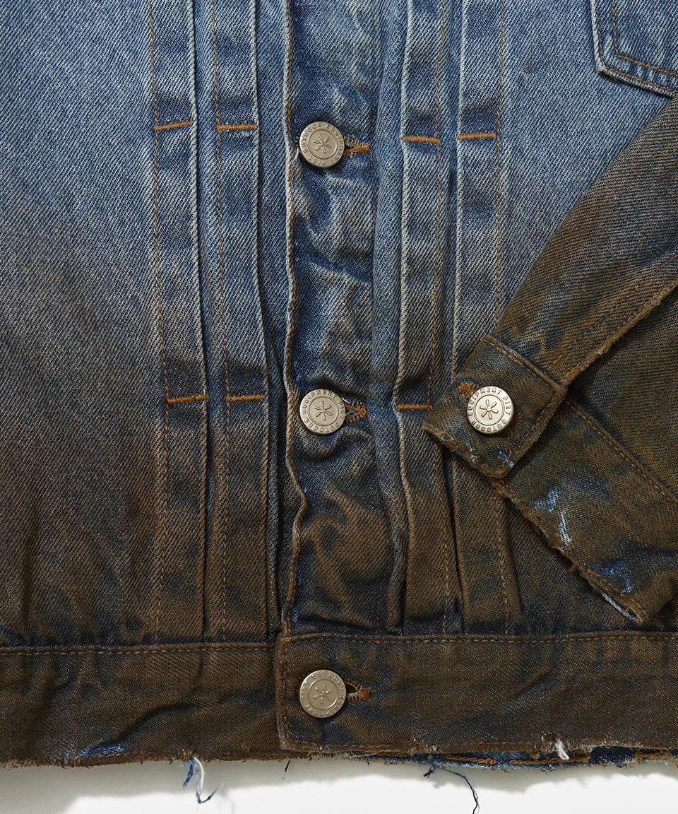 Dirt Stained Denim Jacket Blue - Four Street