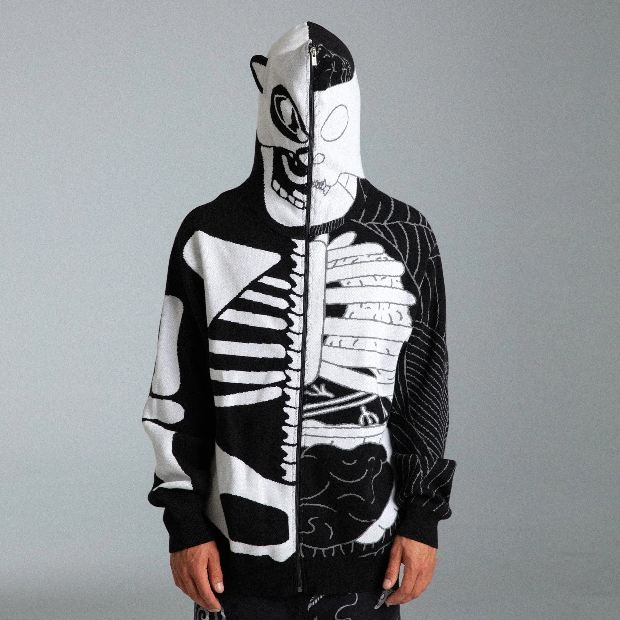 Skelly Nerm Knit Hoodie (Black/White) - Four Street