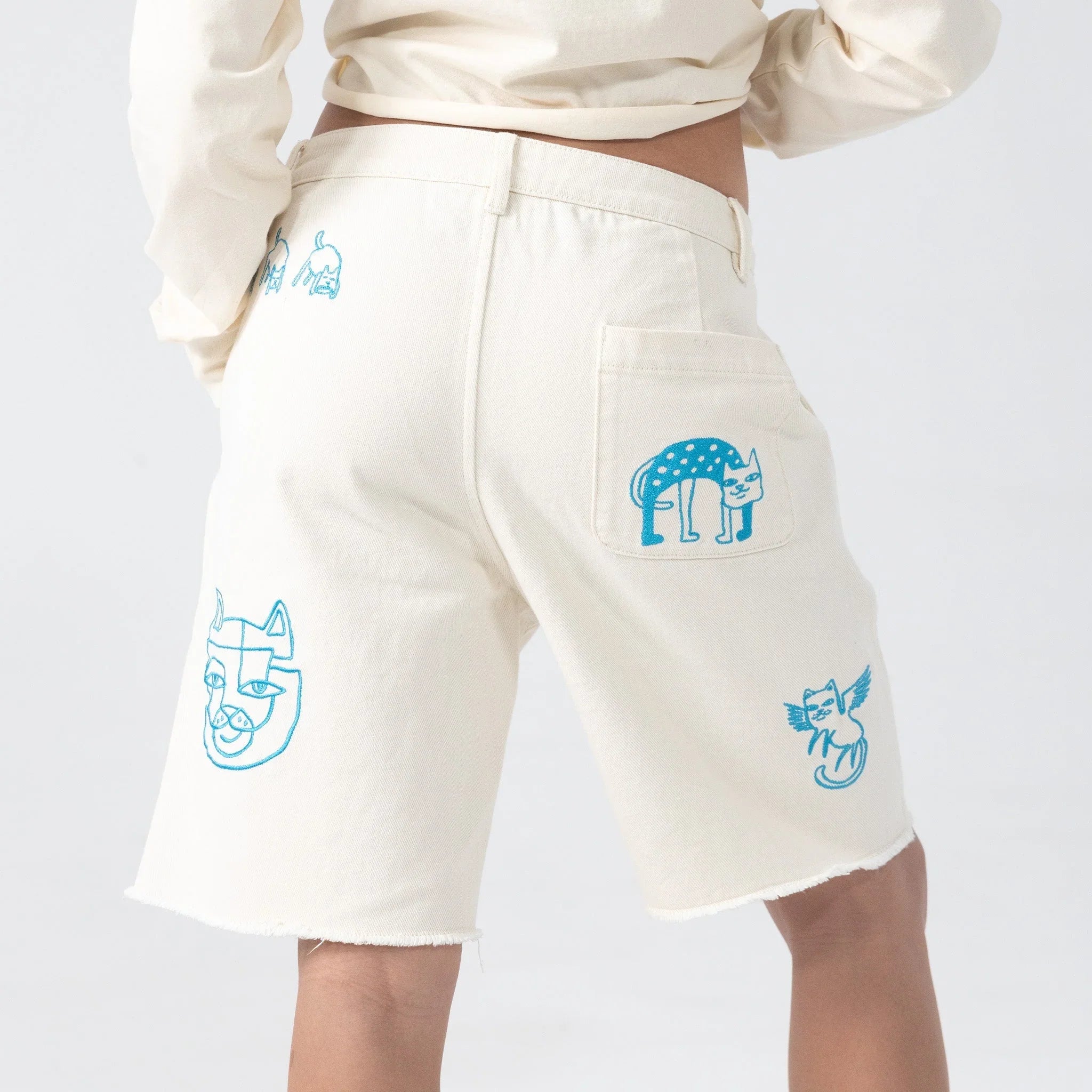 Blonded Denim Shorts (Off White) - Four Street