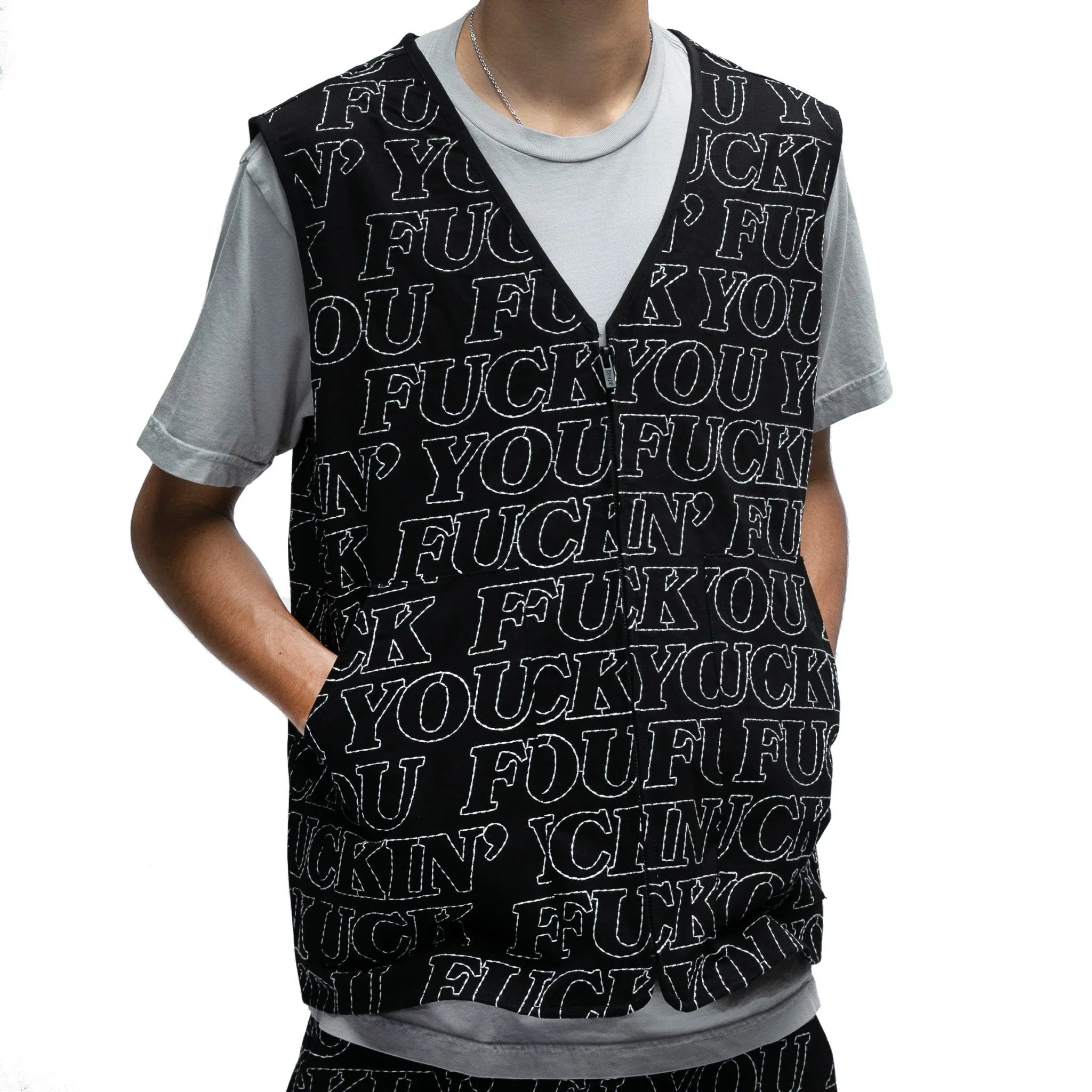 Fuckin Fuck Quilted Vest (Black) - Camiseta - Four Street