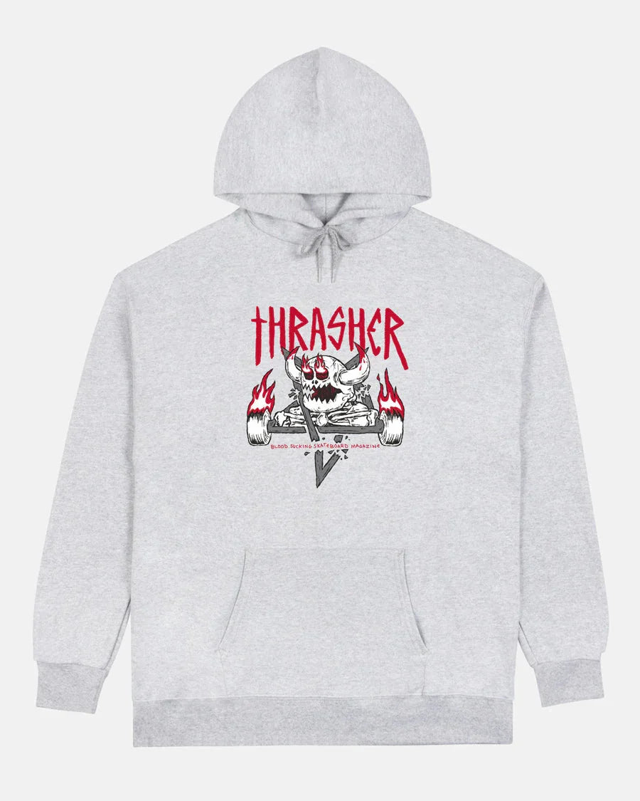 THRASHER X TOY MACHINE - MONSTER-GRAM - HOODIE - ASH GREY - Four Street