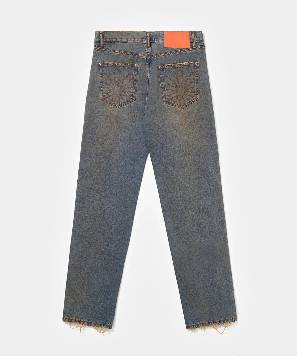 Dirty Straight Leg Denim Trousers - Four Street