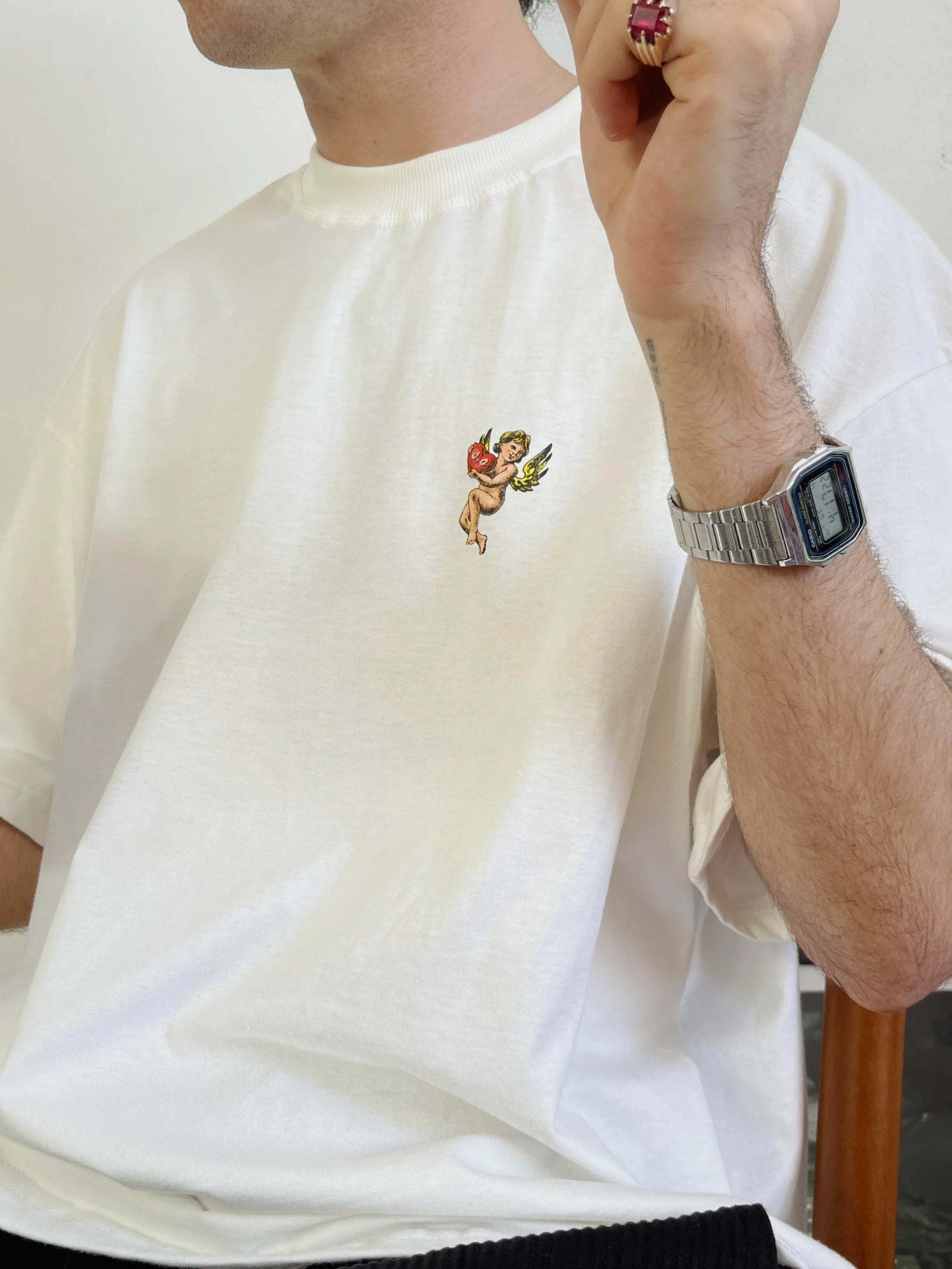 Camiseta Boxy Angel Number Off White - Four Street