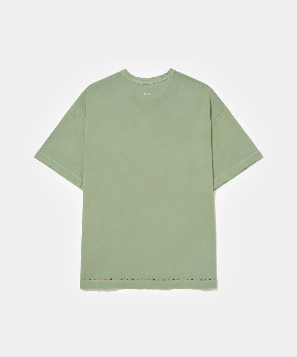 Gems Distressed Tee - Olive - Four Street