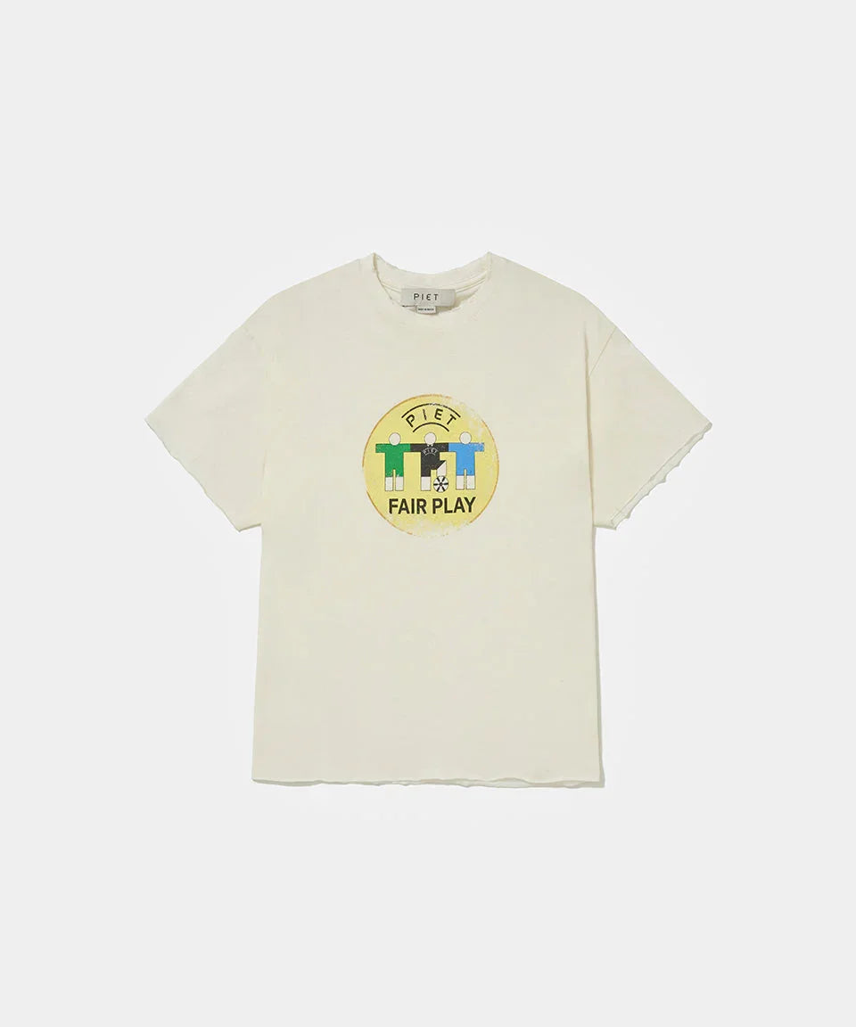 Fair Play Raw Edge T-shirt Bone White - Four Street