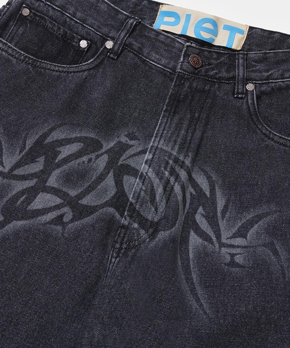 Loose Fit Black Denim - Black - Four Street