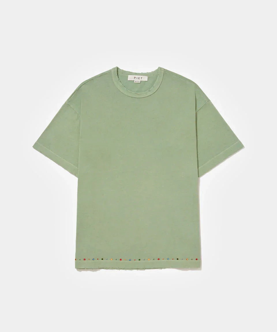 Gems Distressed Tee - Olive - Four Street