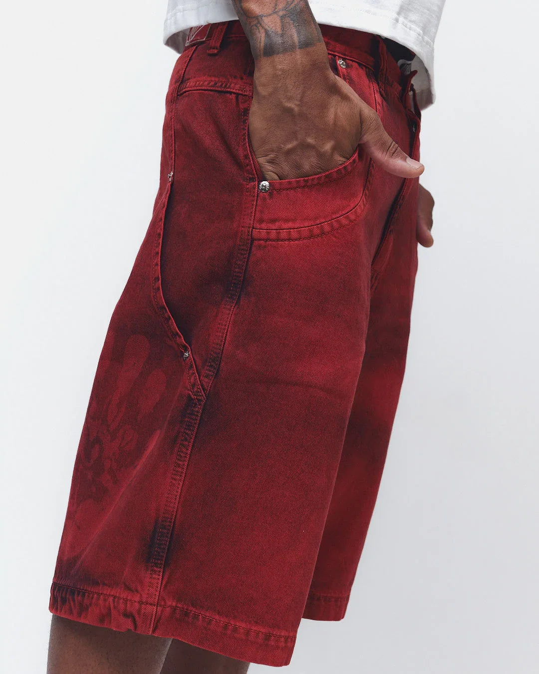 BERMUDA JEANS CURVALÍNEA DOUBLE HAND VERMELHA - Four Street