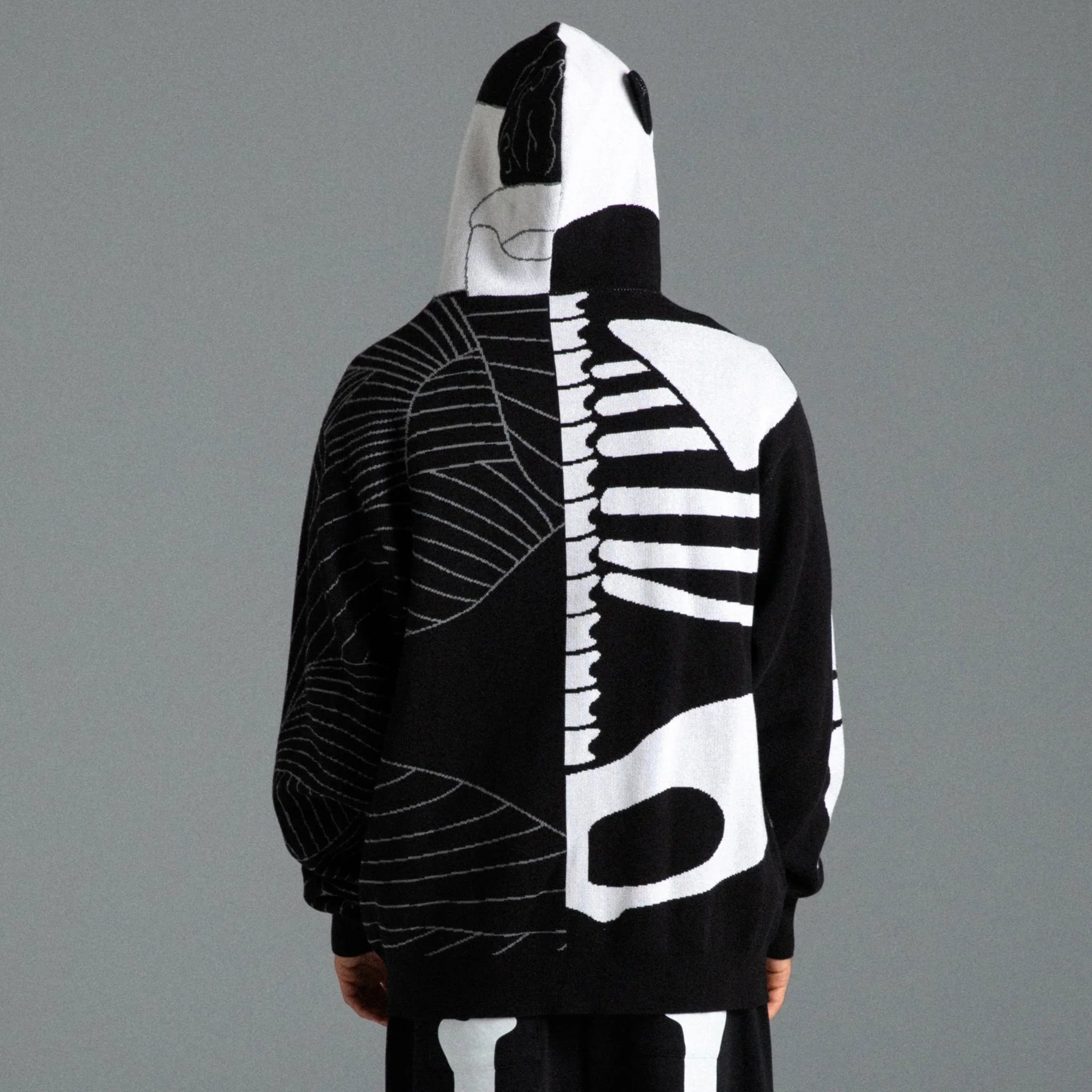 Skelly Nerm Knit Hoodie (Black/White) - Four Street