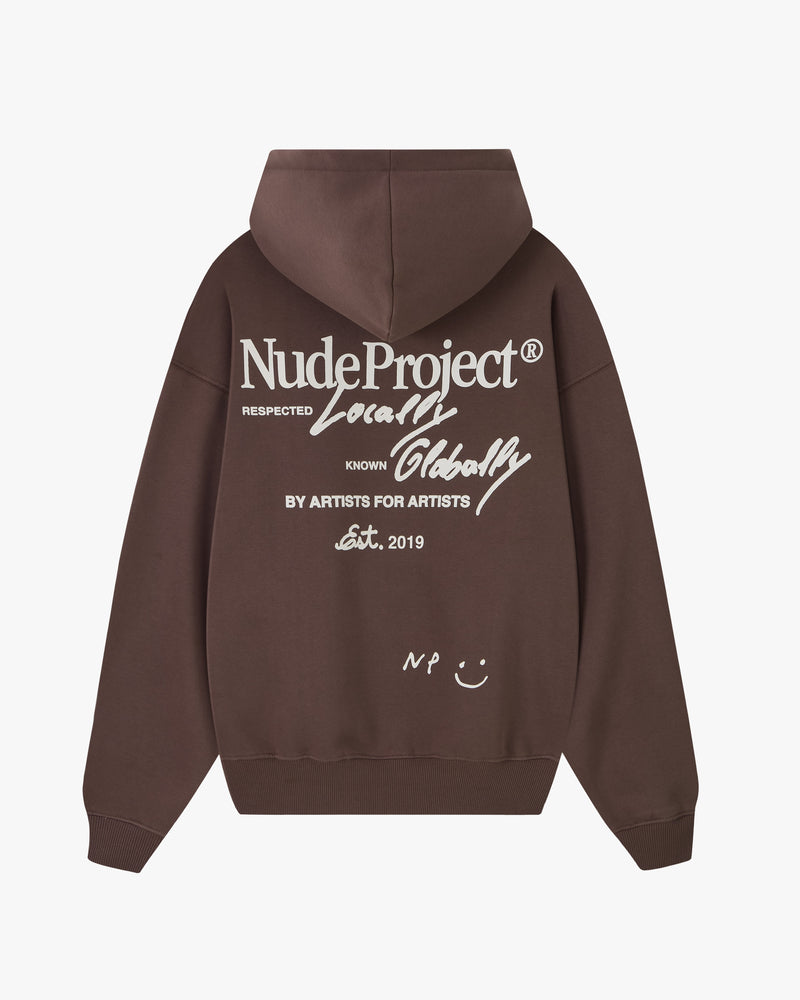 Global Soon Zip-Up Hoodie Brown