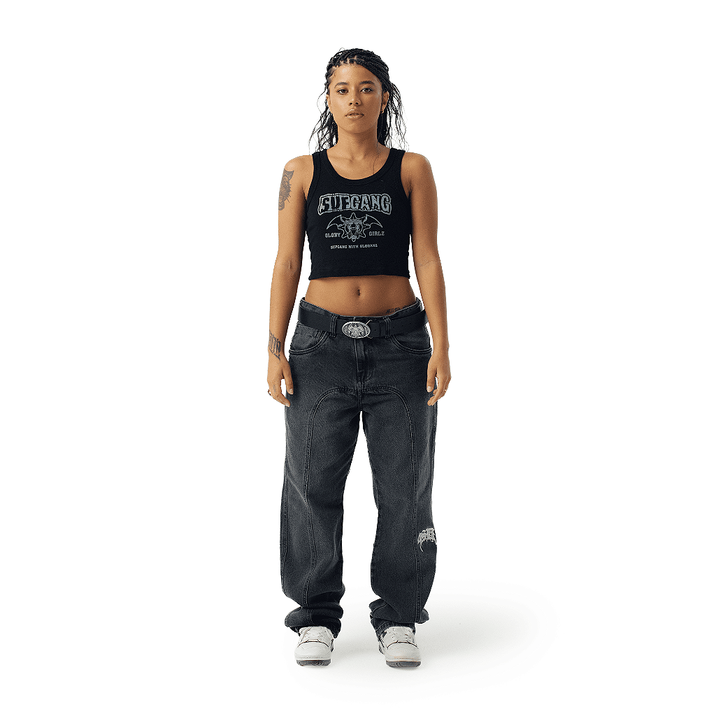 SUFGLO CROP TANK BLACK