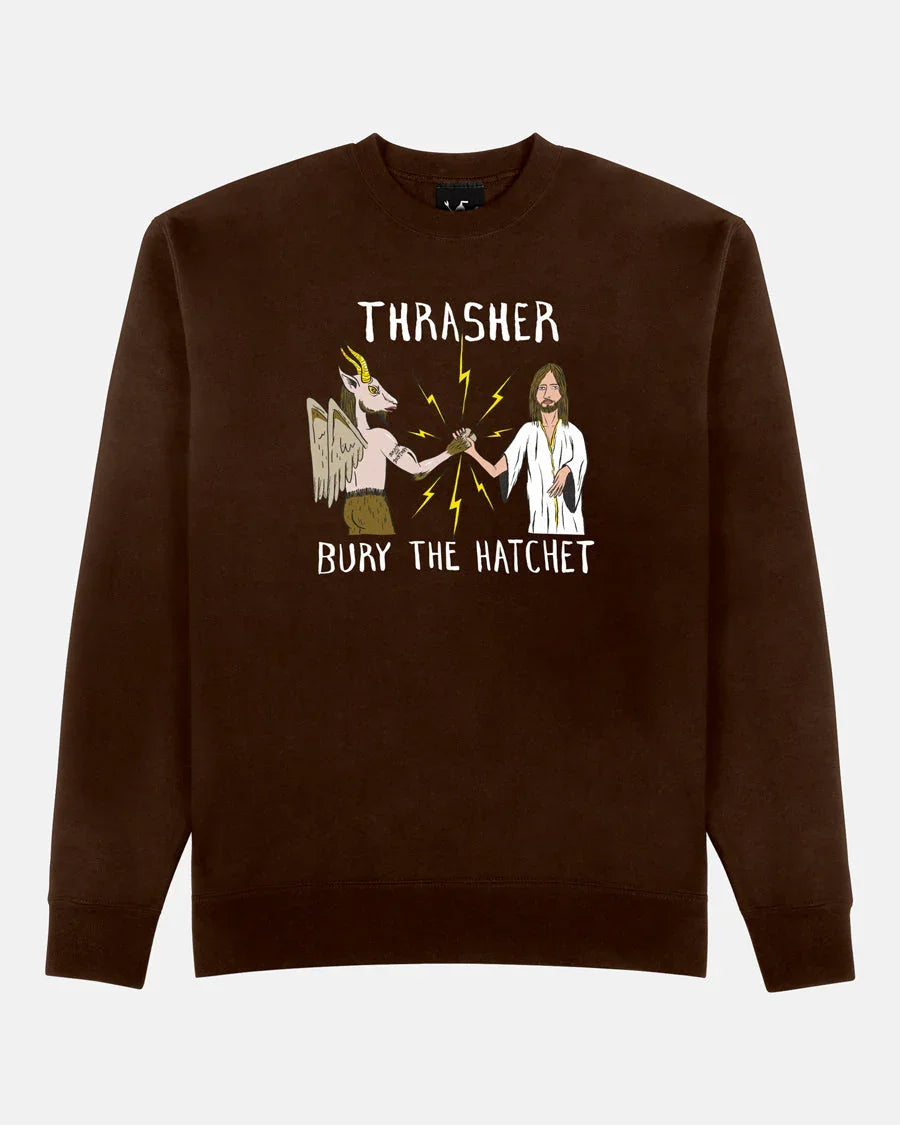 THRASHER X TOY MACHINE - B.T.H. - CREWNECK - DARK CHOCOLATE - Four Street