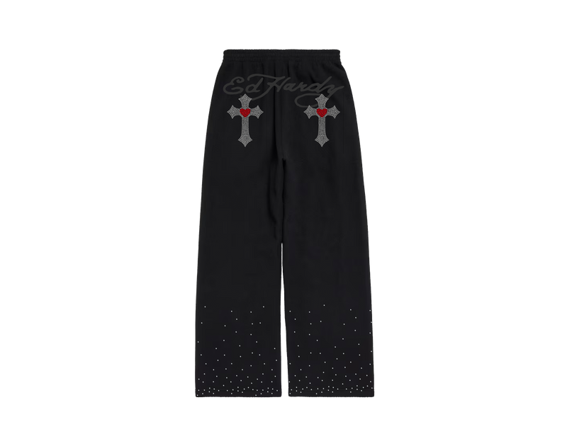 Calça Moletom Preta "Cruz" Ed Hardy x Matuê