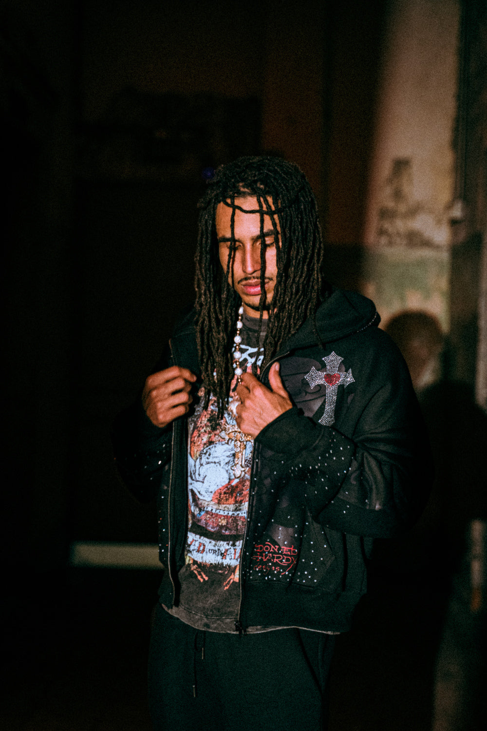 Moletom Zip Up Preto "Cruz" Ed Hardy x Matuê