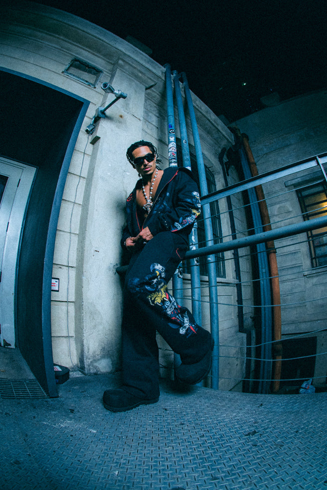 Calça Moletom Preta "By Matuê" Ed Hardy x Matuê