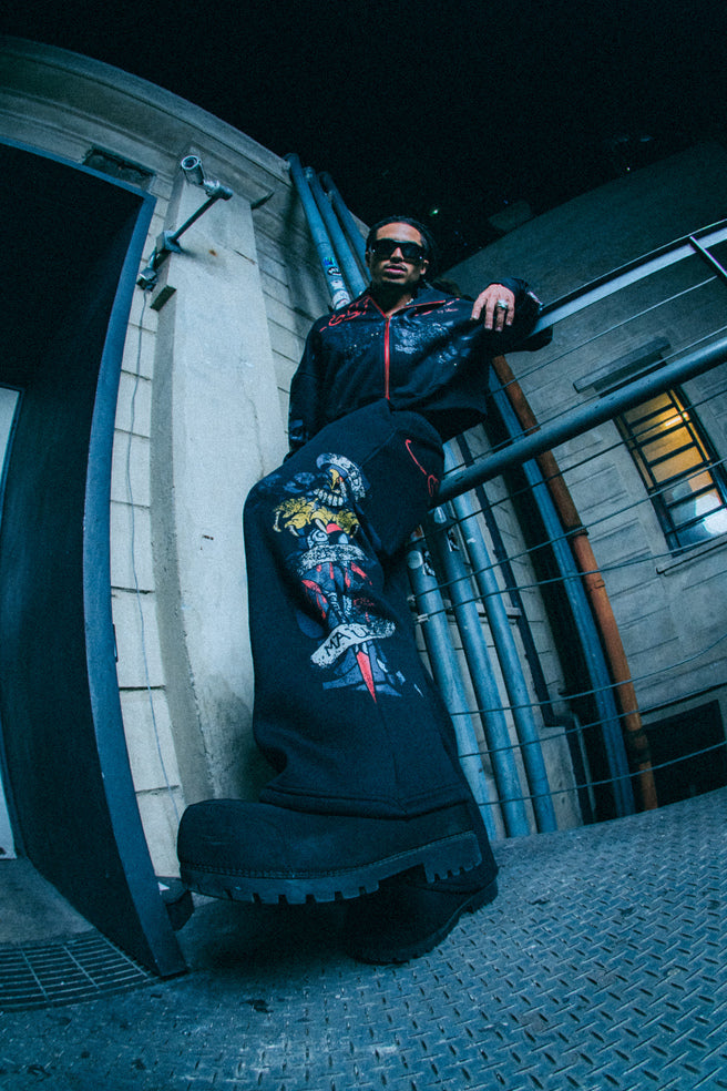 Calça Moletom Preta "By Matuê" Ed Hardy x Matuê