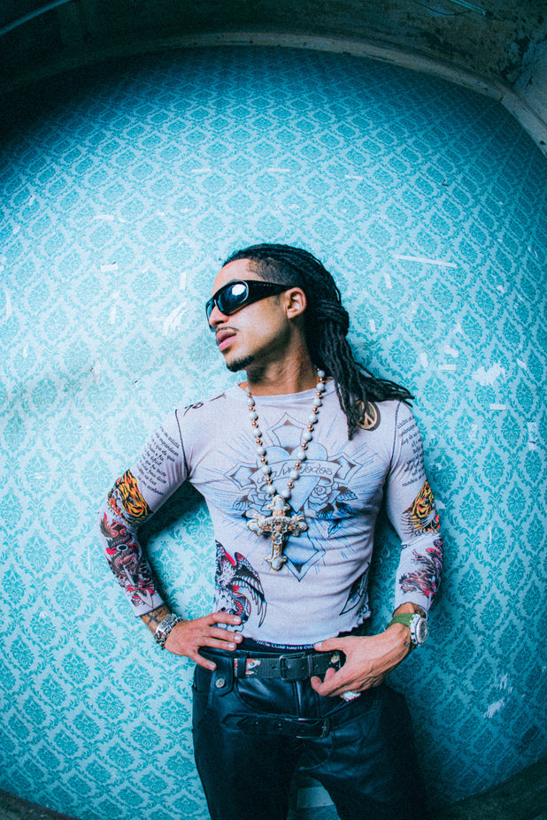 Tule Masculino Bege "Tattooed Skin 2" Ed Hardy x Matuê