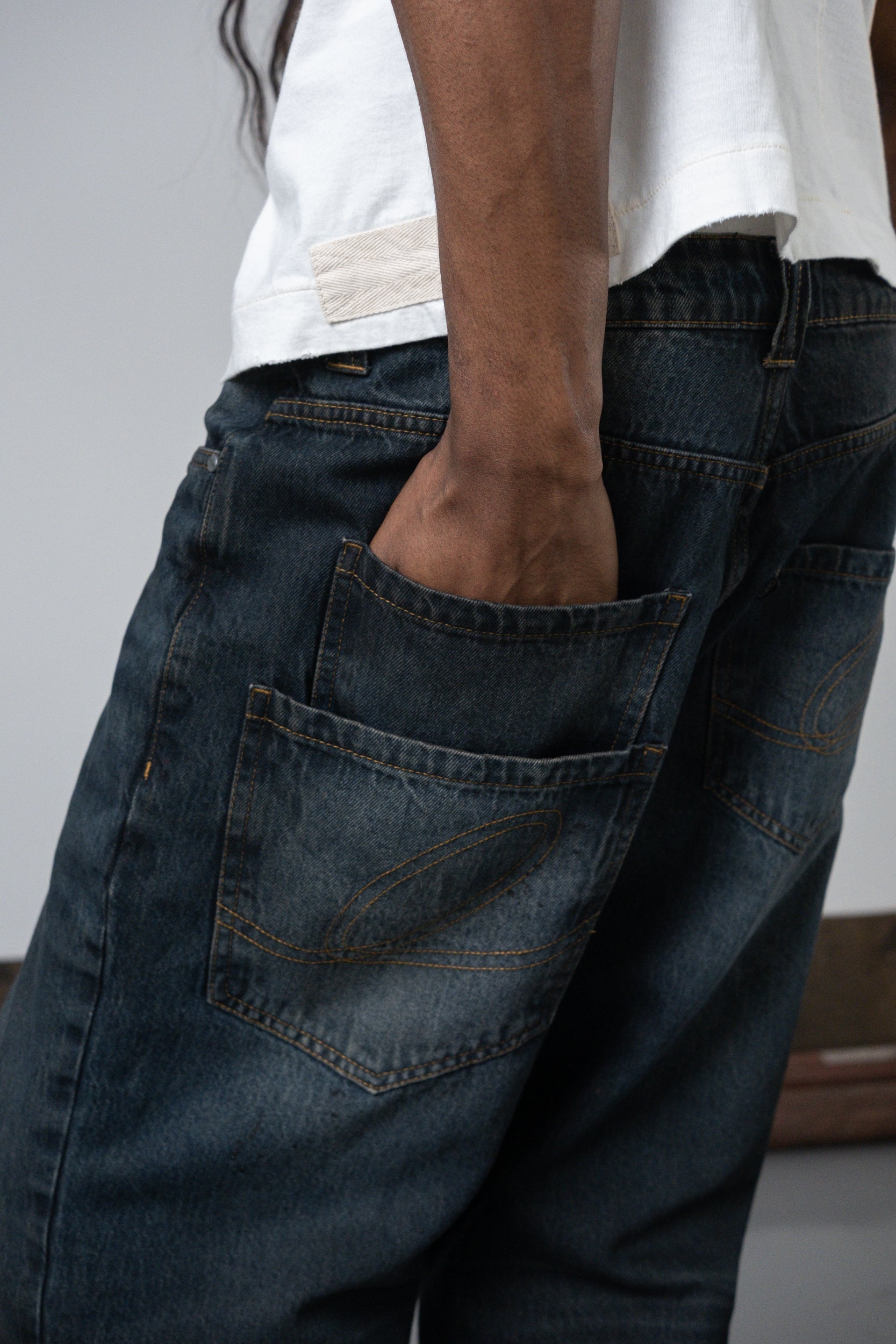 UNF ASYMMETRICAL BOOTCUT DENIM - BLUE