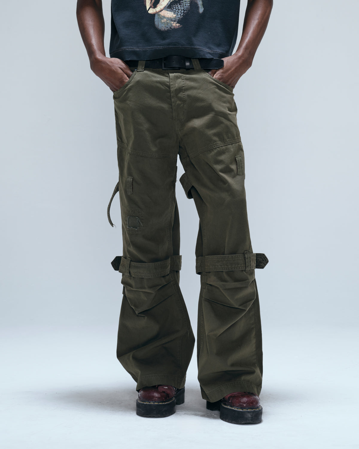 ARMY STRAIT PANTS - OLIVE GREEN
