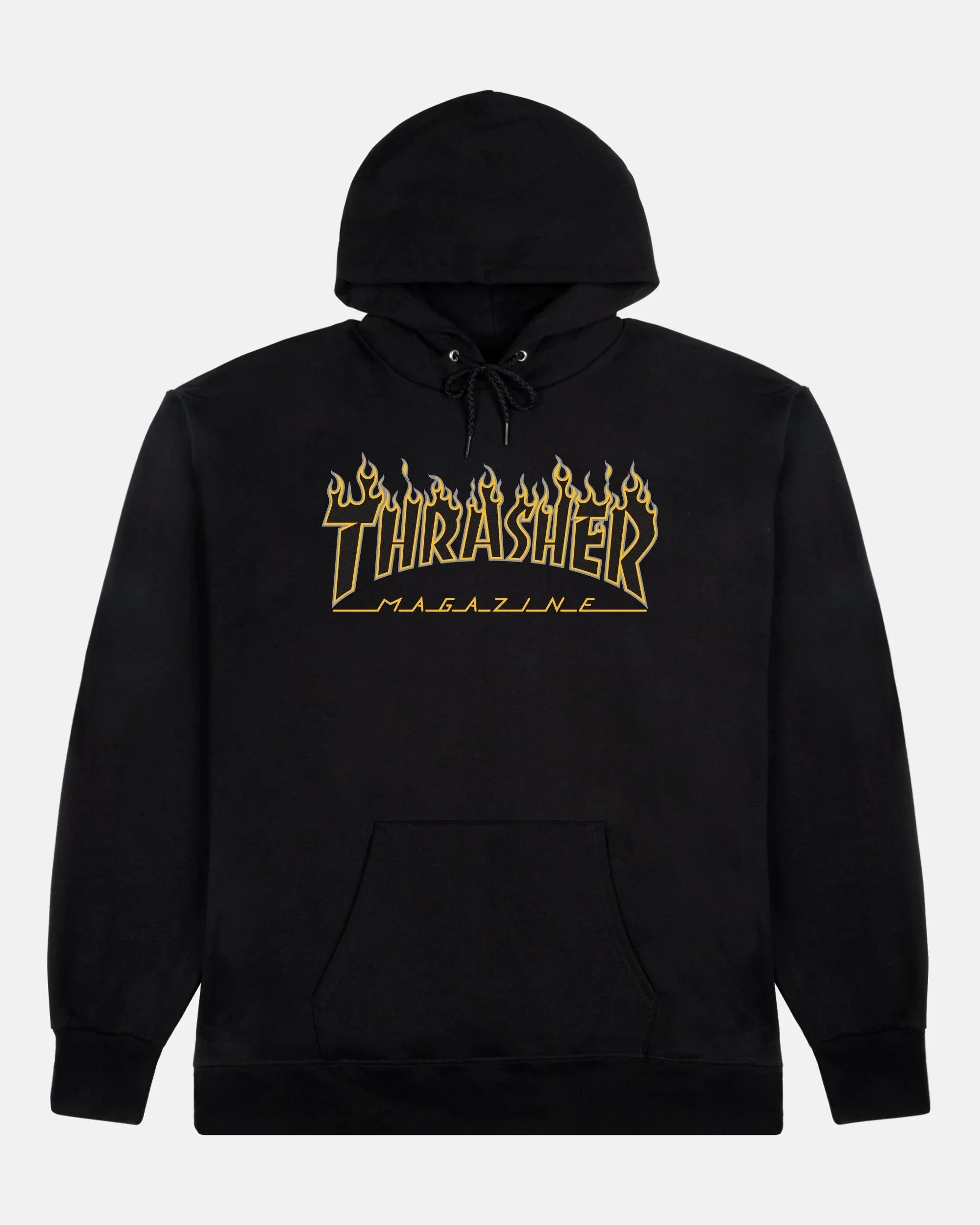 FLAME - HOODIE - BLACK / YELLOW - Four Street