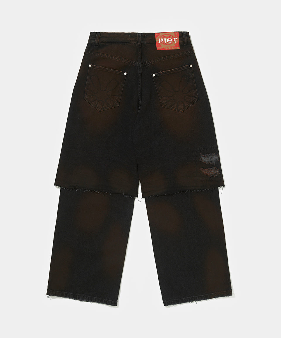 Calça Overlayed Denim Preta