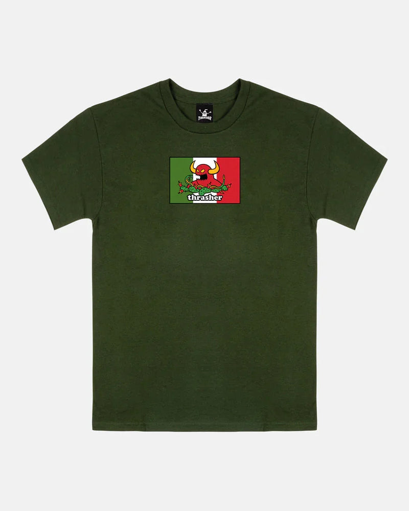 THRASHER X TOY MACHINE - HECHO - T-SHIRT - FOREST GREEN - Four Street