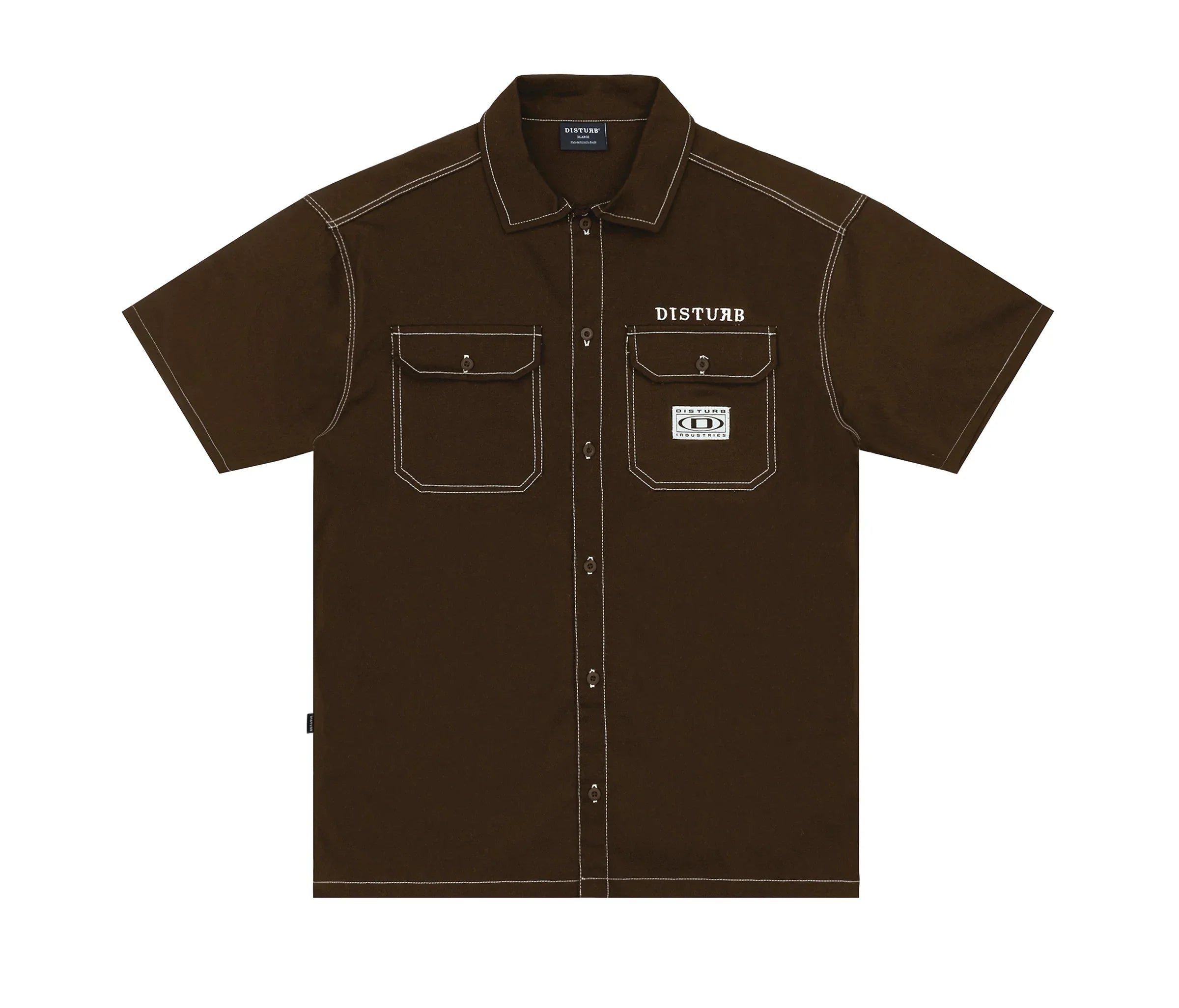 Hardware Button Up In Brown - Four Street