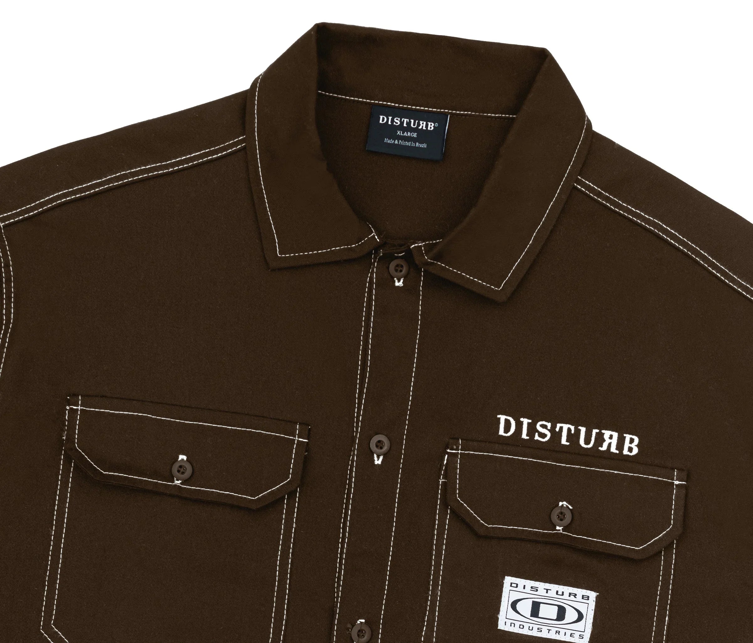 Hardware Button Up In Brown - Four Street