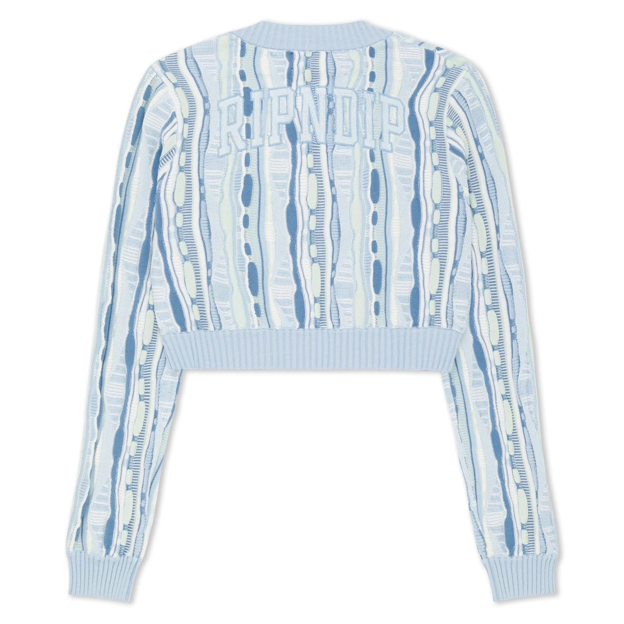 Corded Knit Cropped Long Sleeve (Light Blue) - Camiseta - Four Street