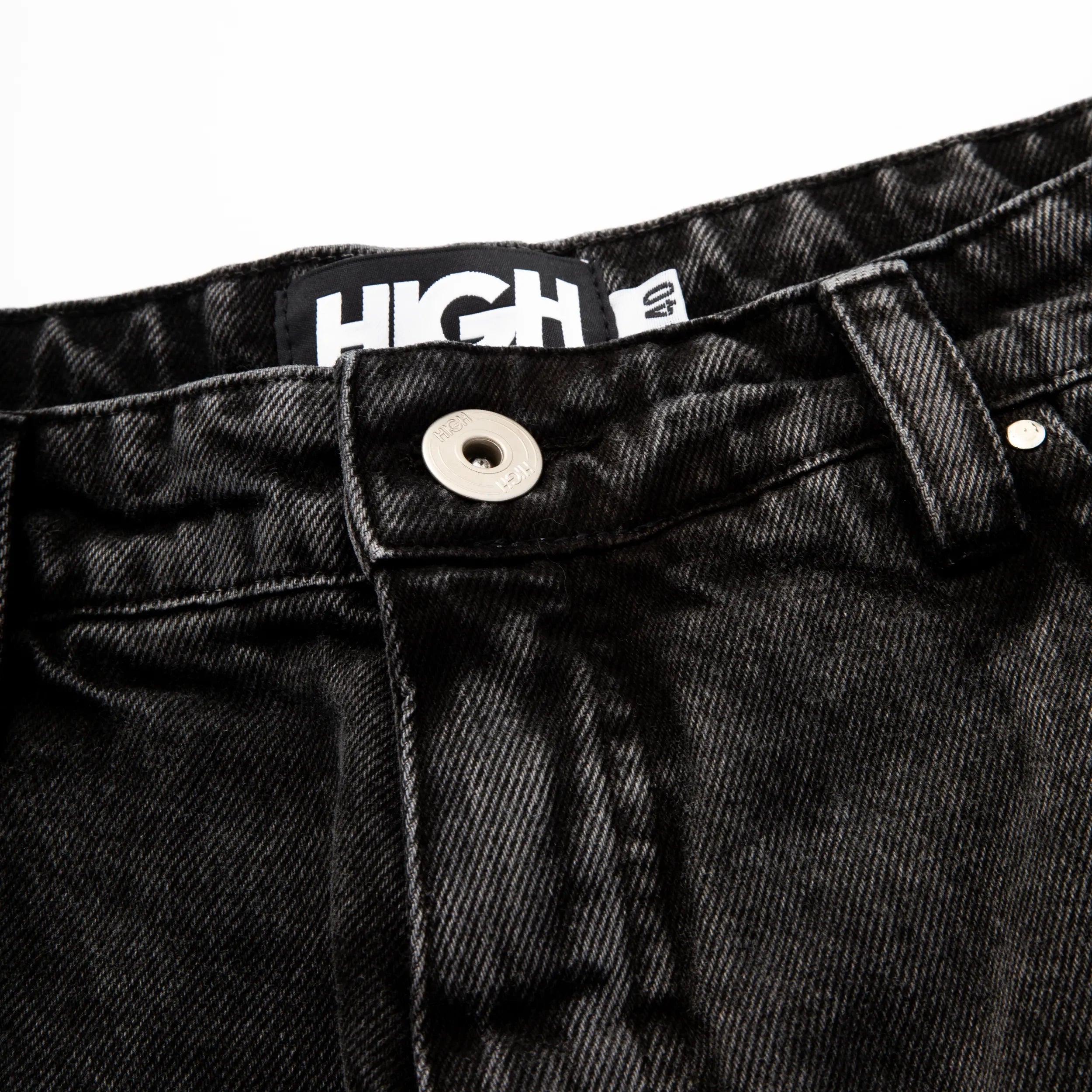 Jeans Pants Logo Line Washed Black - Four Street