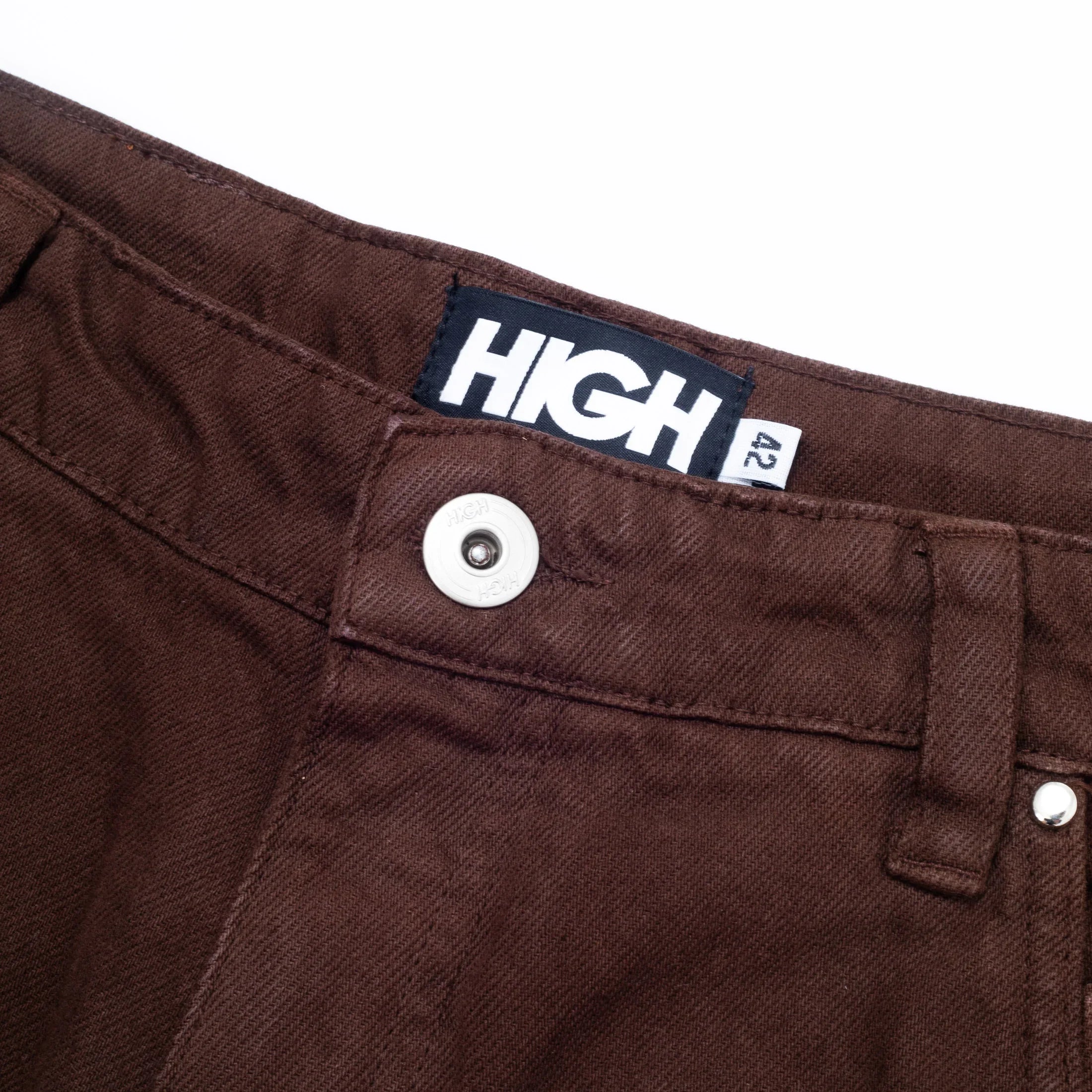 Jeans Pants Logo Line Brown - Four Street