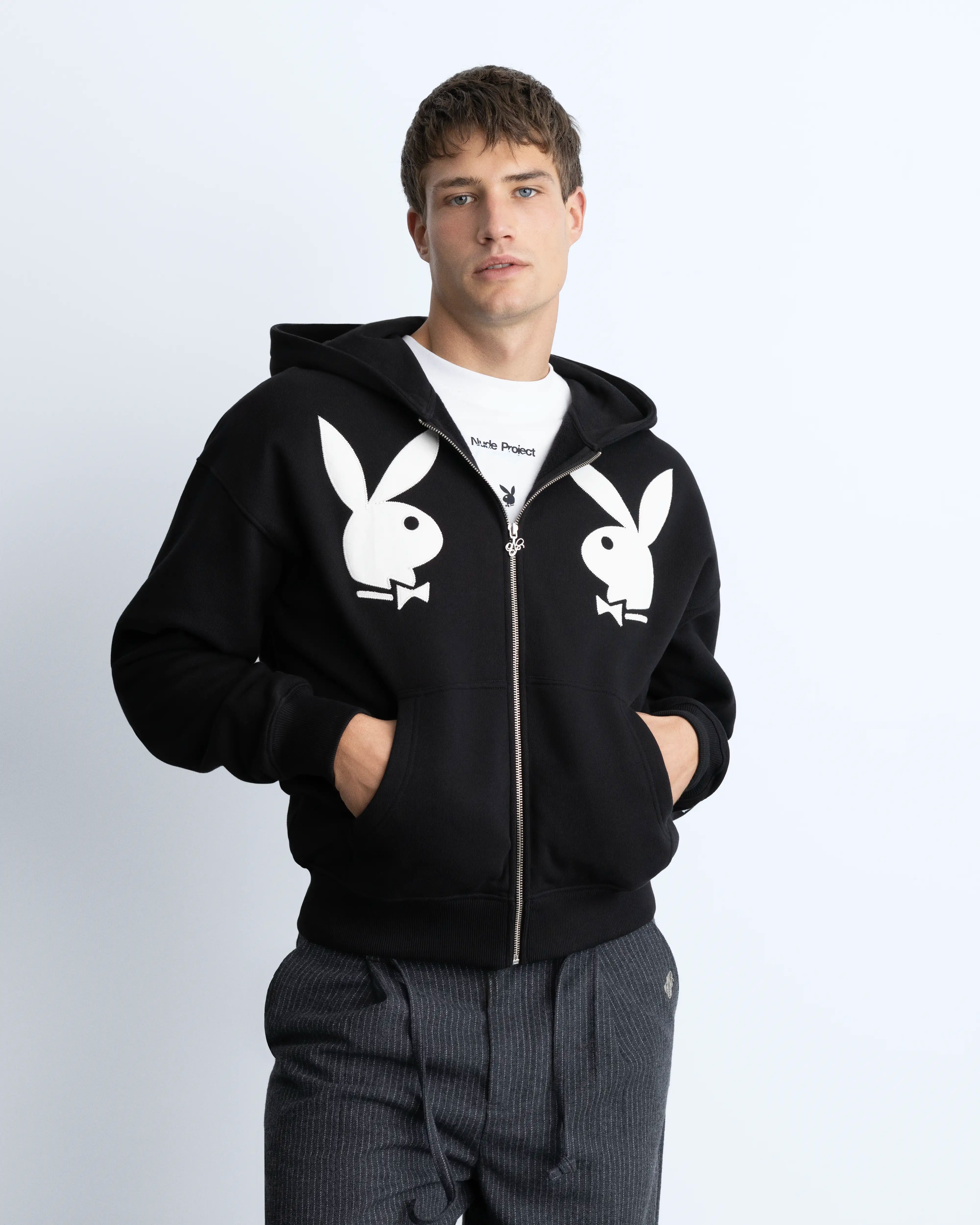 Bunny Zip-Up Hoodie Black